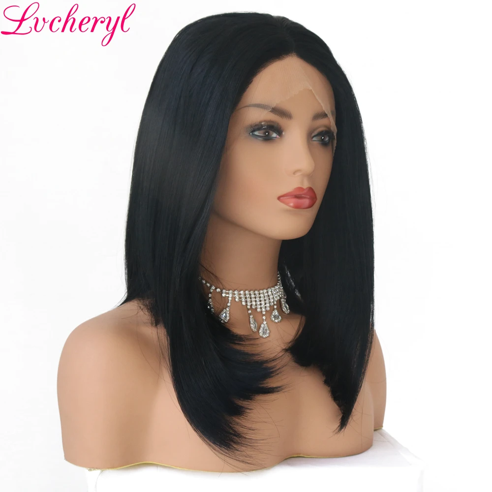 Lvcheryl натуральный трендовый черный цвет короткий Боб Стиль термостойкие волокна ручная вязка синтетические волосы натуральные парики для женщин