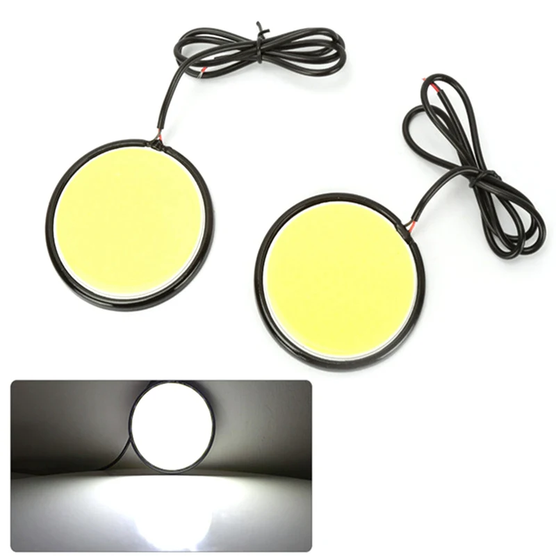 

2PCS 12V DC 93mm Car Round DRL Daytime Running Light White LED Driving Lights Working Lamp COB Lights car-styling
