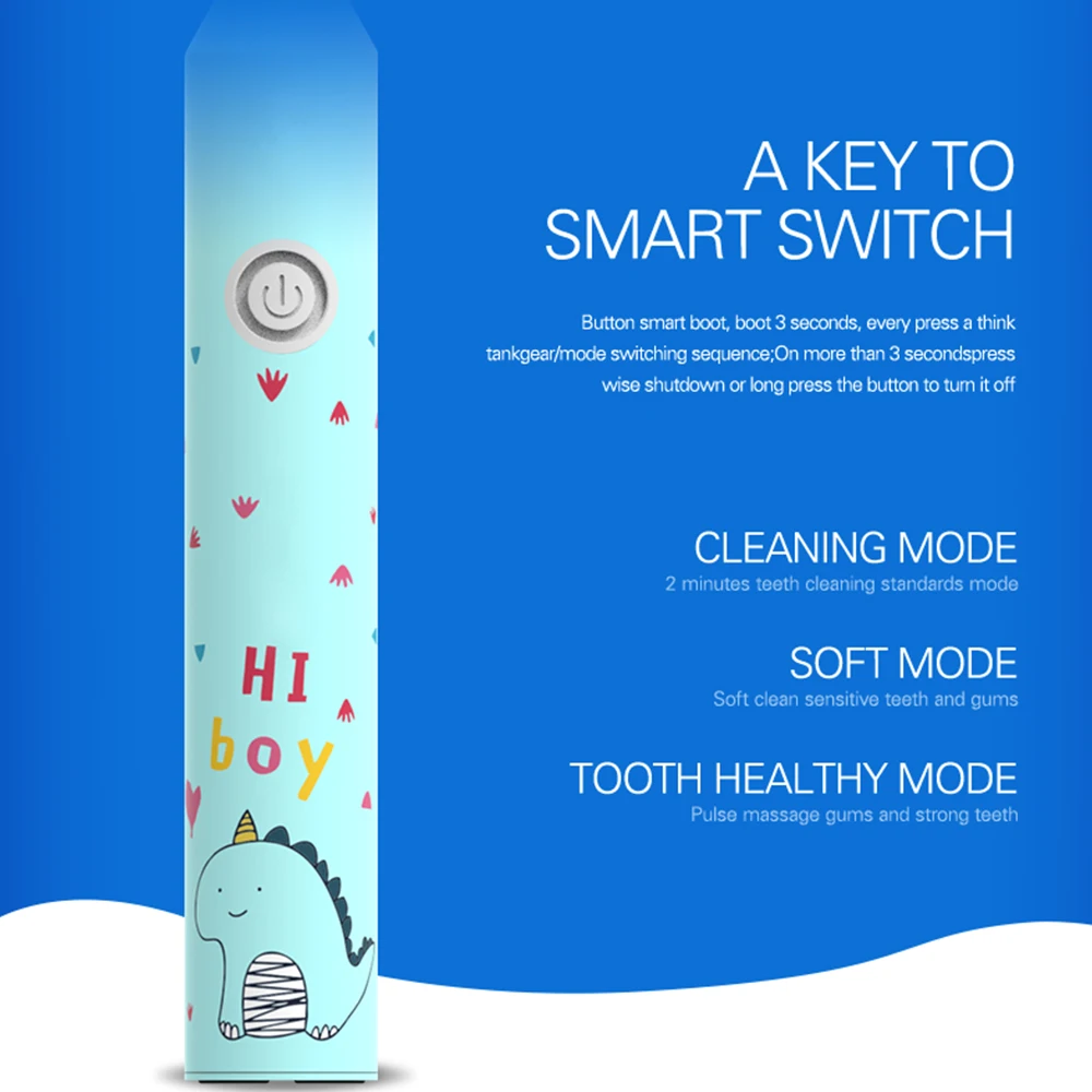 New 3 Modes Children Sonic Electric Toothbrush Cartoon Pattern for Kids with 2 DuPont Bristles Electric Tooth Teeth Brush Heads New 3 Modes Children Sonic Electric Toothbrush Cartoon Pattern for Kids with 2 DuPont Bristles Electric Tooth Teeth Brush Heads