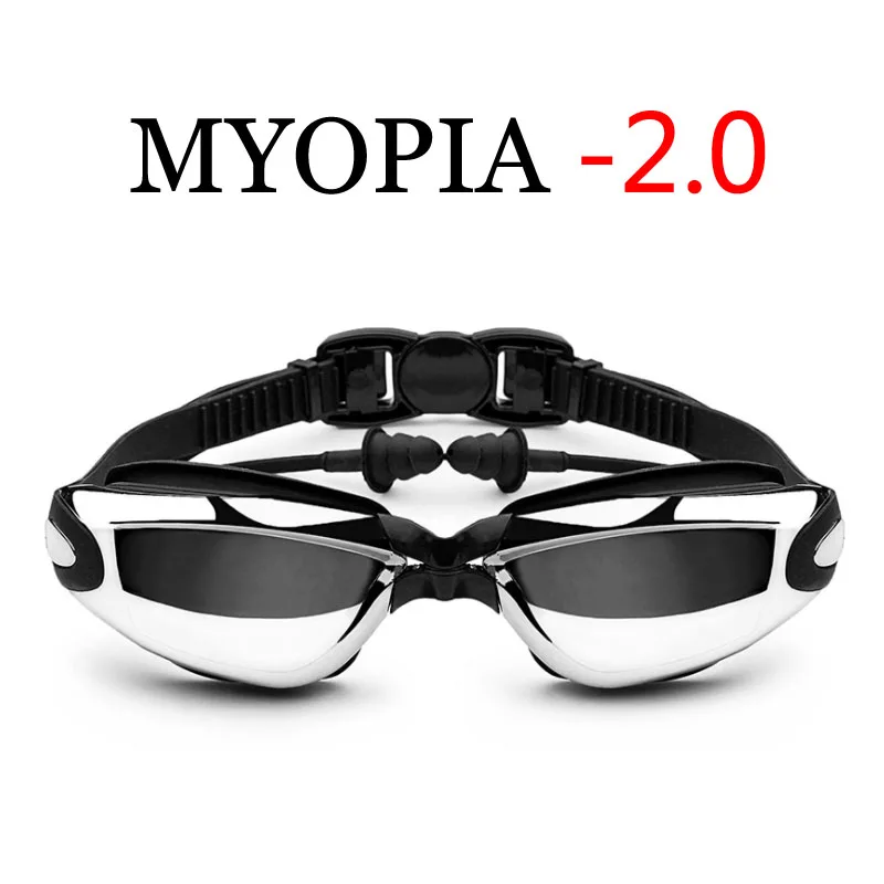 Очки для плавания для близорукости, очки для мужчин и женщин, профессиональные очки для плавания для взрослых, водонепроницаемые оптические очки для дайвинга - Цвет: Myopia Black -2.0