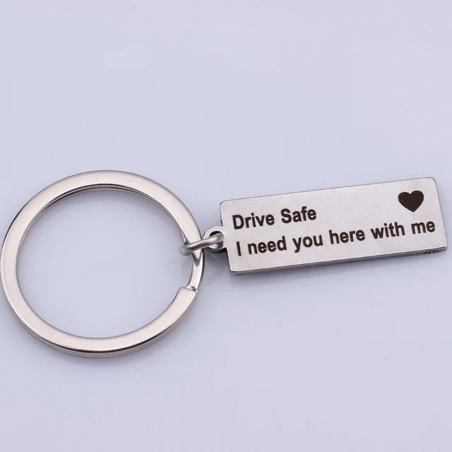 Stainless Steel Drive Safe I need you here with me Engraved Charm