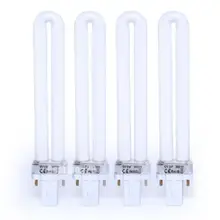 4 X Nail Art 9W UV Gel Dryer White Light Lamp Tube Bulb U-Shape Nail Curing Bulb