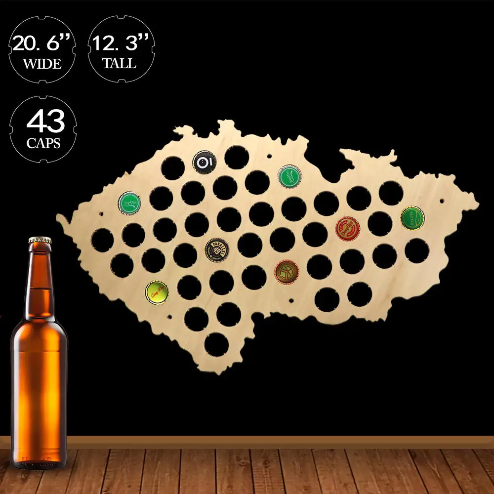 

Patriotic Czech Map Man Cave Czech Republic Beer Cap Map Pub Bar Wooden Wall Sign Beer Bottle Cap Display Holder Beer Lover Gift