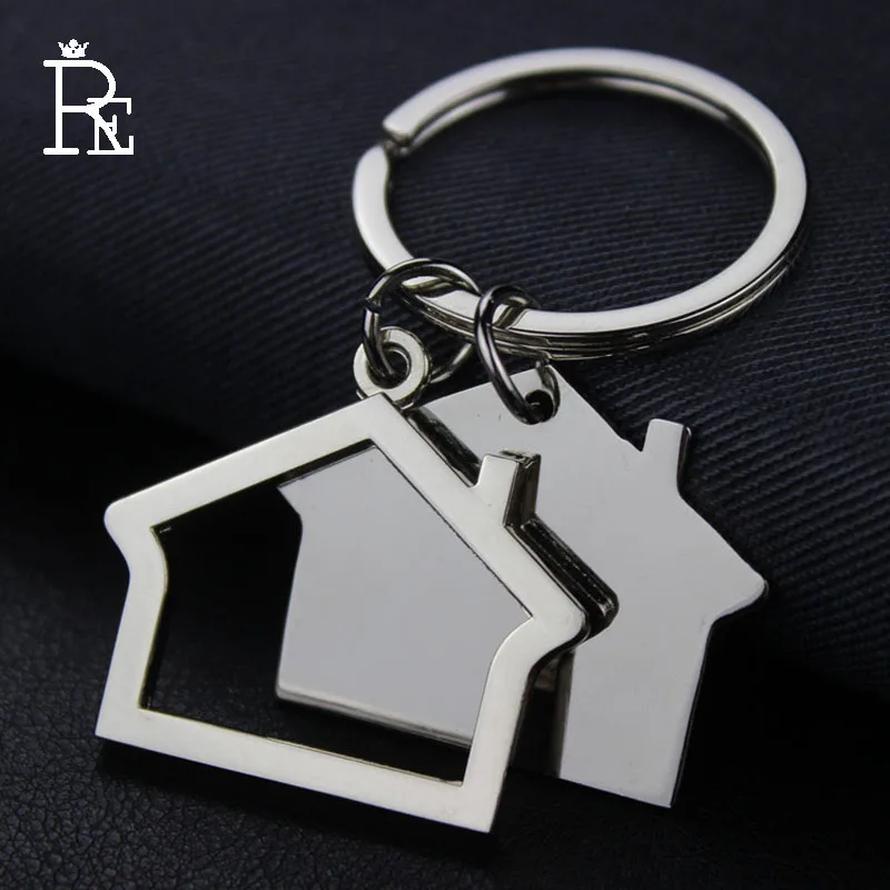 

RE 100pcs/lot Free Shipping Alloy House Home Men Women Gift Keychain Keyring Key Chain Ring Car Bag Costomized Logo Wholesale