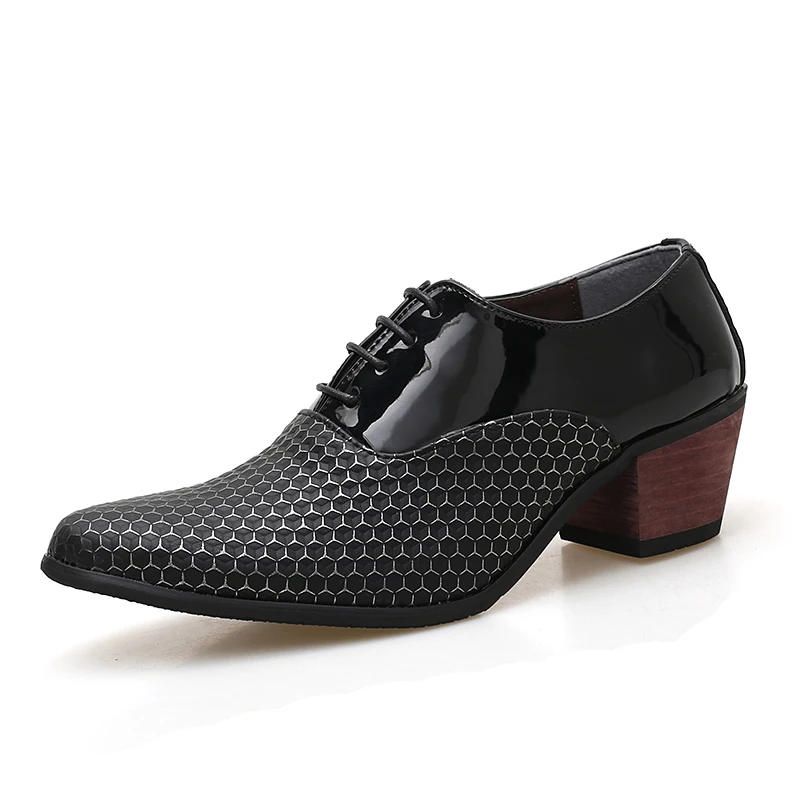 Итальянский увеличивающие рост Модная Мужская обувь кожа сетка Обувь на высоком каблуке вечерние обувь платье Акцентом Оксфорд обувь для мужчин