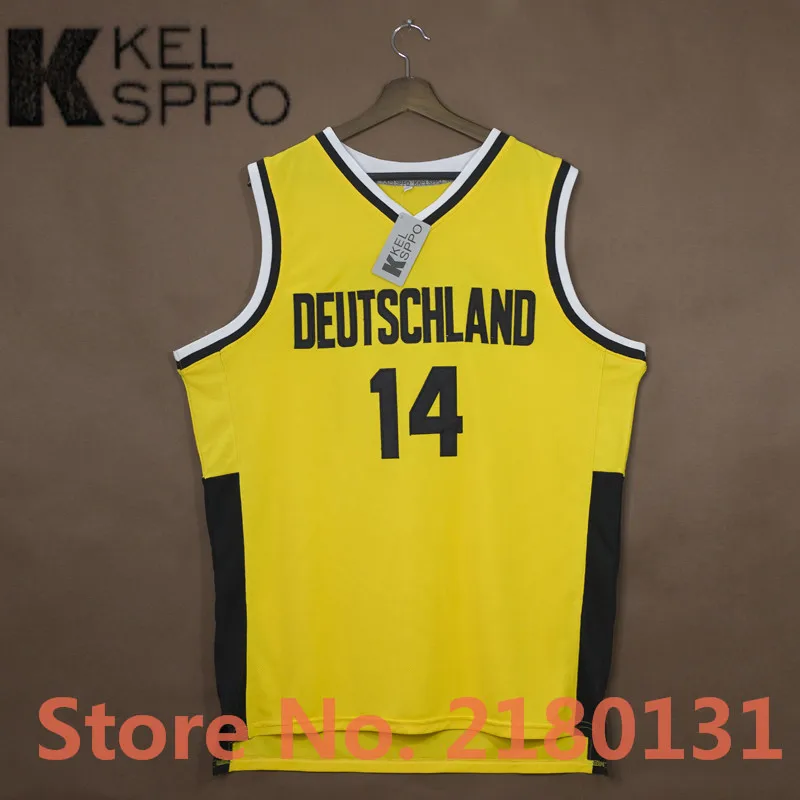 

Custom Adult Throwback Basketball Jerseys #14 Dirk Nowitzki Team Deutschland Germany Embroidered Basketball Jersey Size XXS-6XL