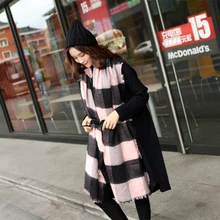 homewarm Winter Women Scarves Large Tartan Scarf Pashmina Warp Desig Shawl Acrylic Black Checked Bandana