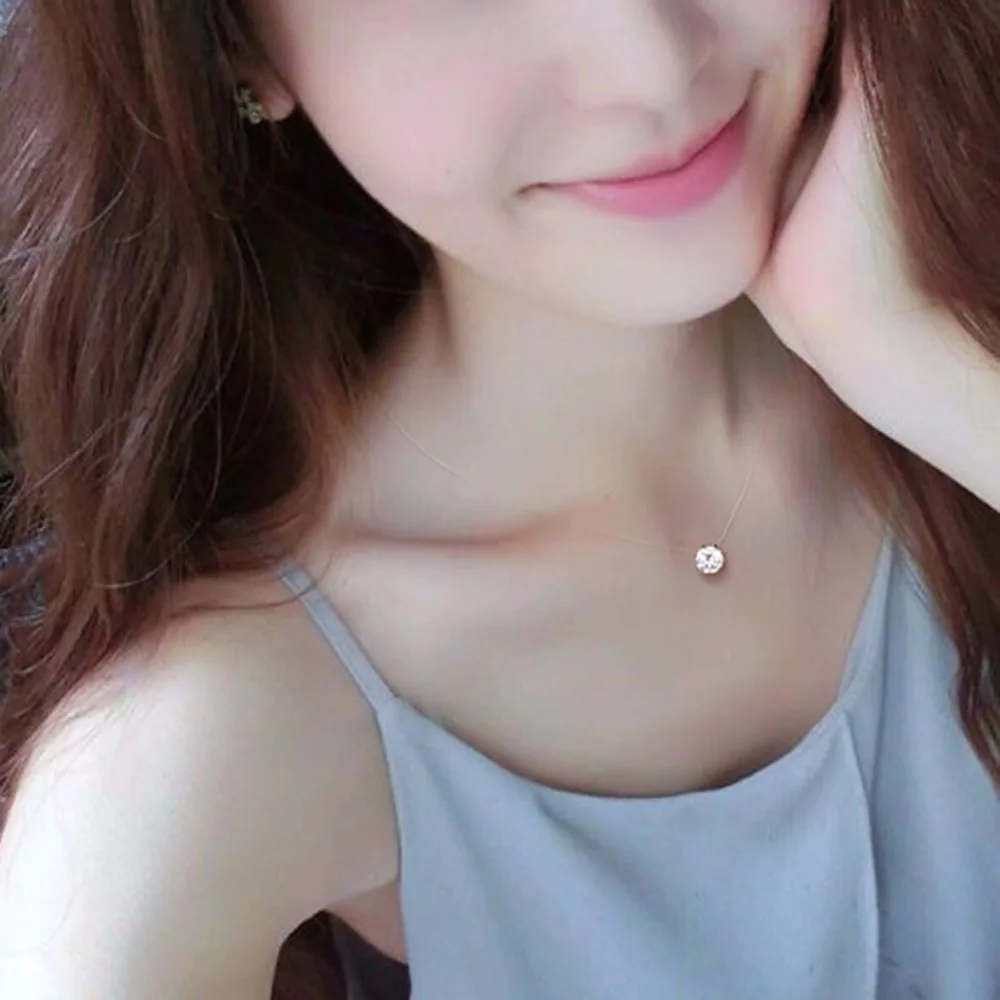 

1Pc Newest Fashion Jewelry Accessories Transparent Fishing Line Crystal Choker Necklace For Couple Lovers' #248327