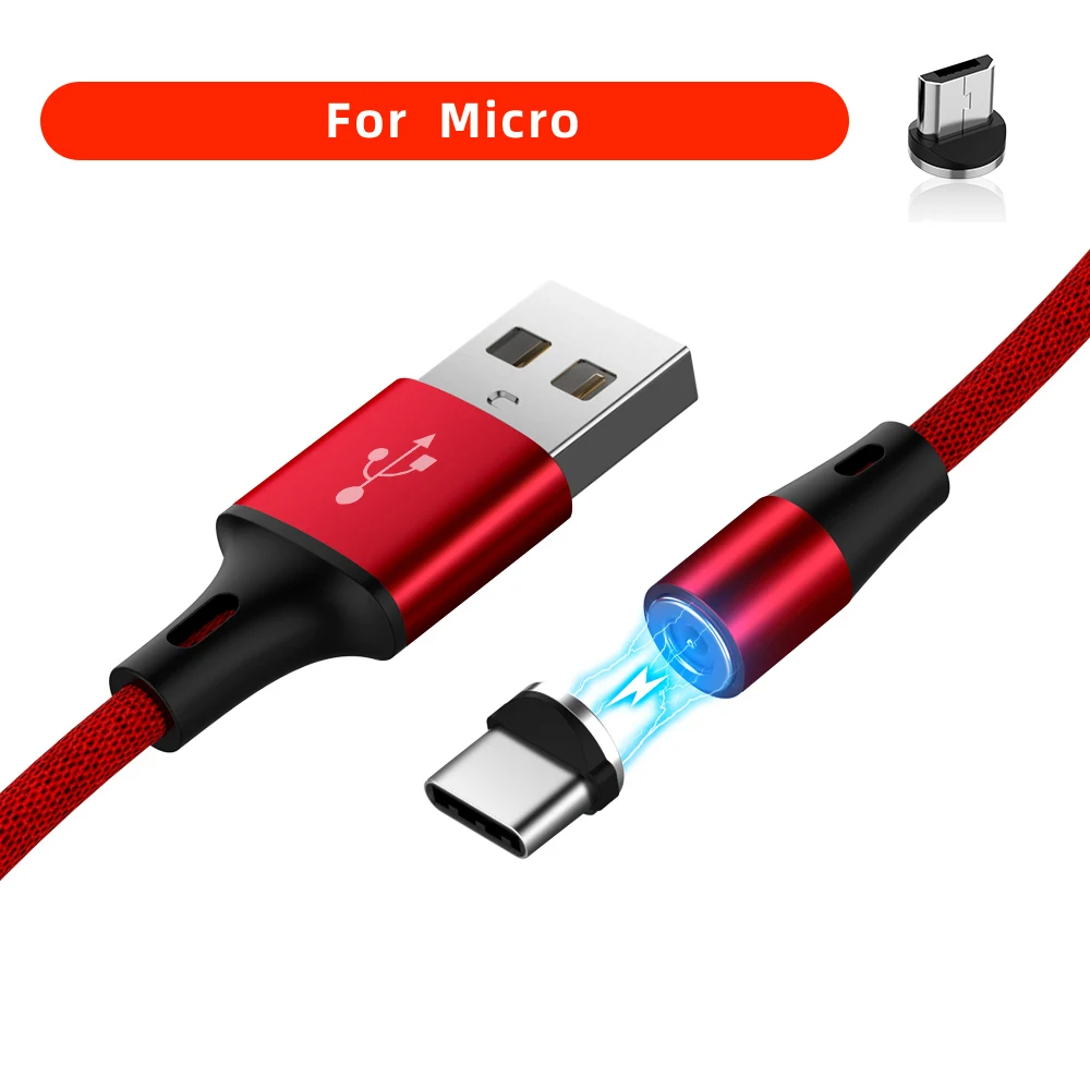 Магнитный USB C Micro USB кабель для Redmi K20 Быстрая зарядка usb type C кабель магнитное зарядное устройство Micro USB кабель для huawei samsung - Цвет: Red For Micro