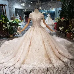 2019 Новый шампанское роскошные Свадебные и Бальные платья с открытыми плечами с v-образным вырезом Свадебное платье Аппликации Свадебные