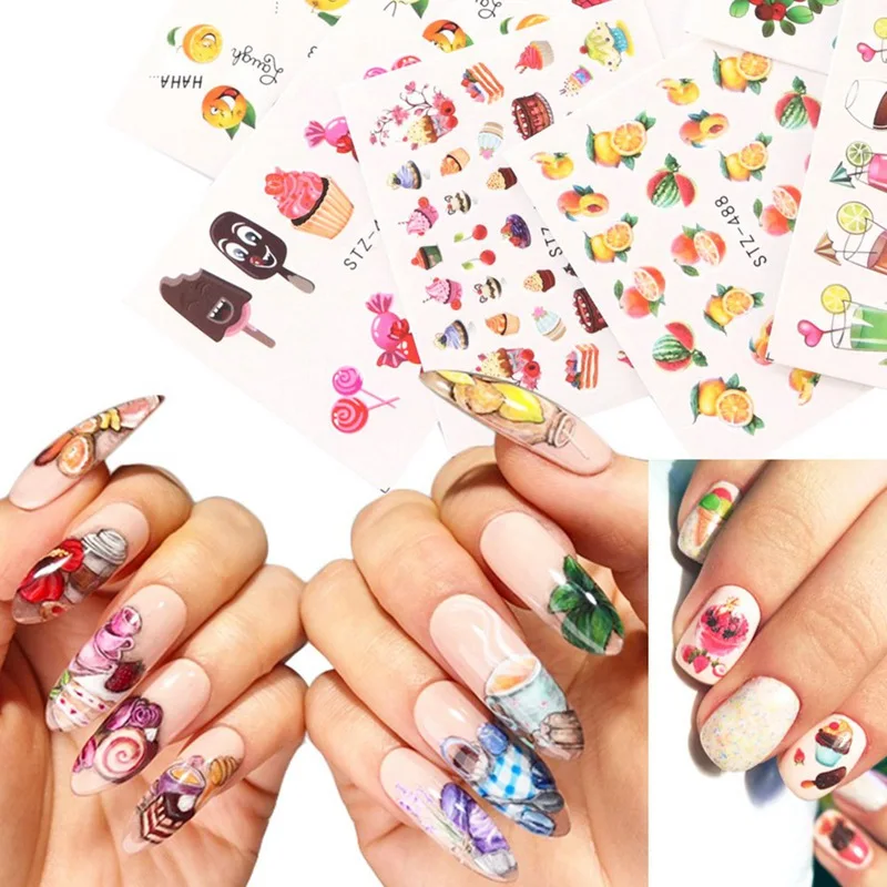 Nail Art Stickers Watercolor Water Transfer Decals Dreamcatcher Flowers Snow Fruit Nail Sticker Tips DIY