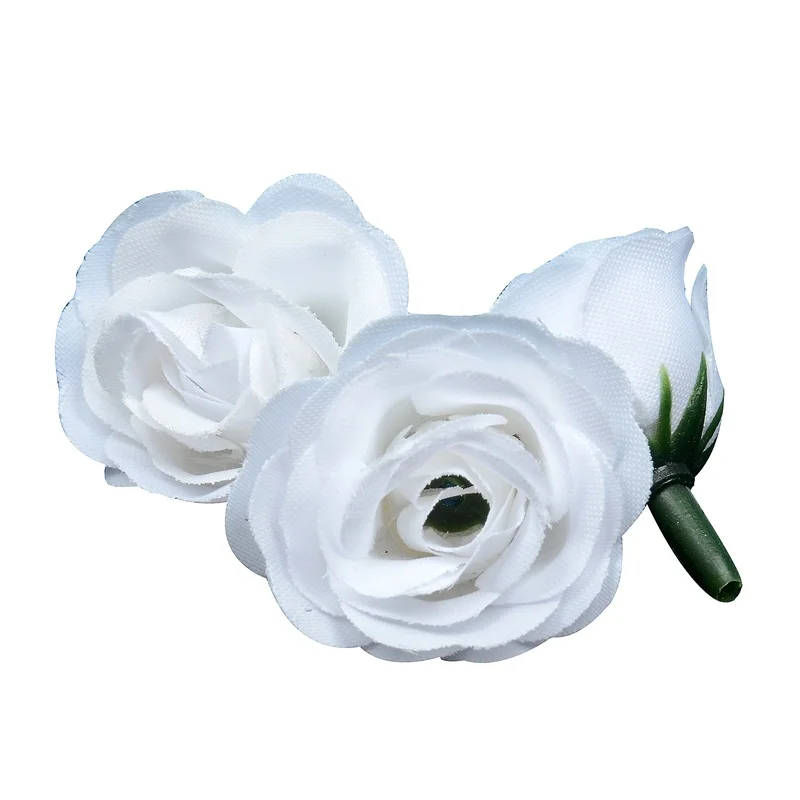 10 шт. 2 см искусственный шелк мини-розовый цветок головы для свадьбы партии дома украшения комнаты свадебные шляпы аксессуары дешевые цветы - Цвет: white