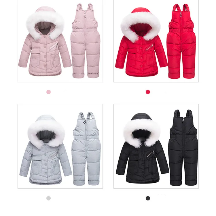 Комплект зимней одежды для детей 12 мес.-4 лет, зимний комбинезон для маленьких девочек, пуховая куртка для девочек, пальто для мальчиков, одежда, утепленный лыжный зимний костюм