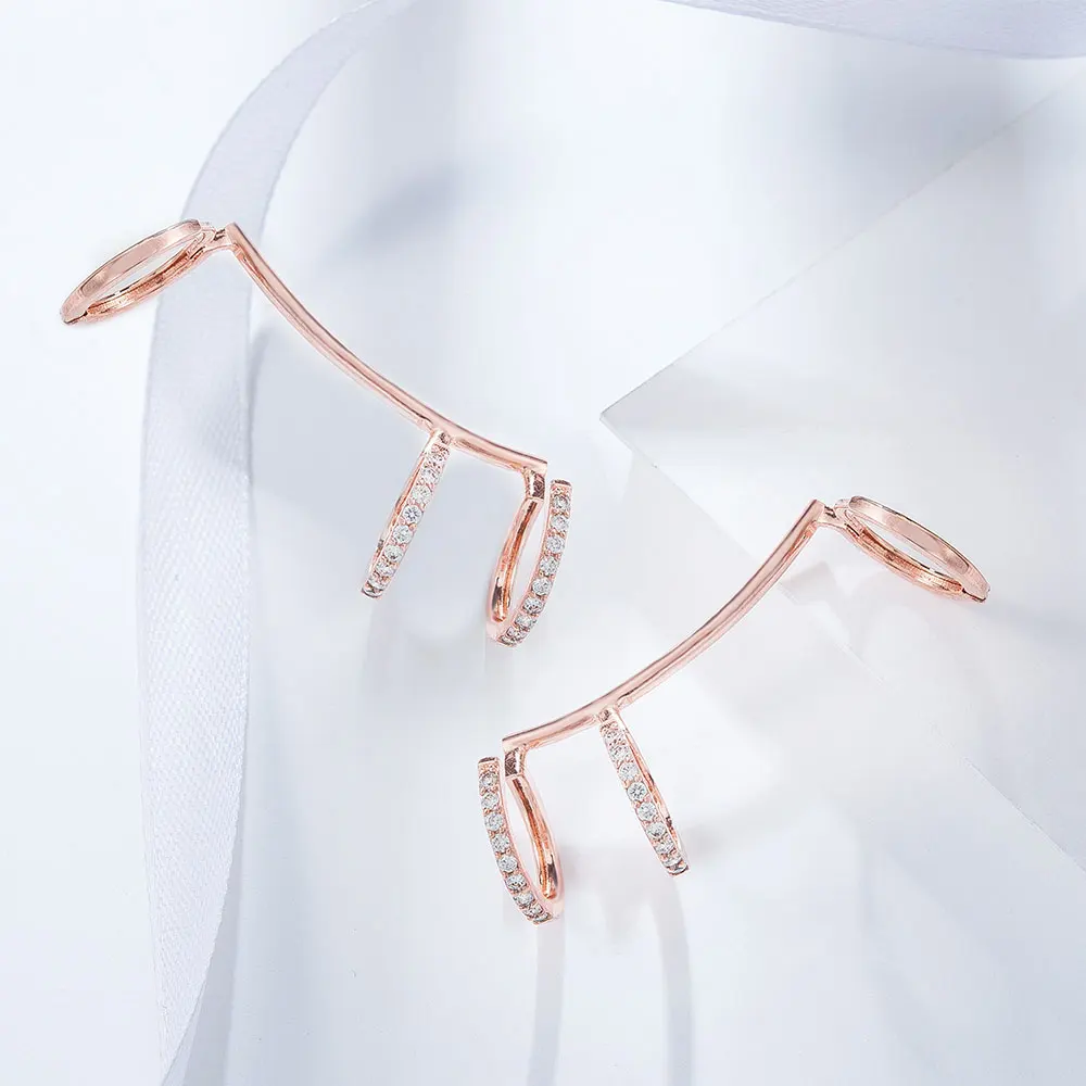 Viennois серьги манжеты для ушей клипсы костей из розового золота со стразами