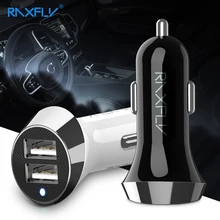RAXFLY двойной Порты автомобиля Зарядное устройство для samsung S9 S8 плюс 2.4A быстрой зарядки автомобиля Зарядное устройство автомобиль USB телефонный Зарядное устройство для iPhone автомобильное зарядное устройство