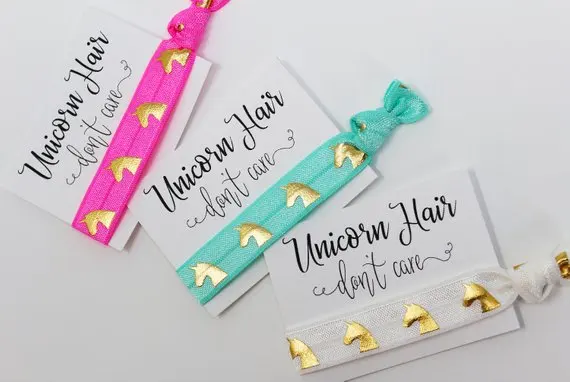 

personalize 10pcs unicorn Hair Don't Care Elastic Hair Ties,, Elastic Wristbands wedding Bachelorette bridesmaid proposal favors