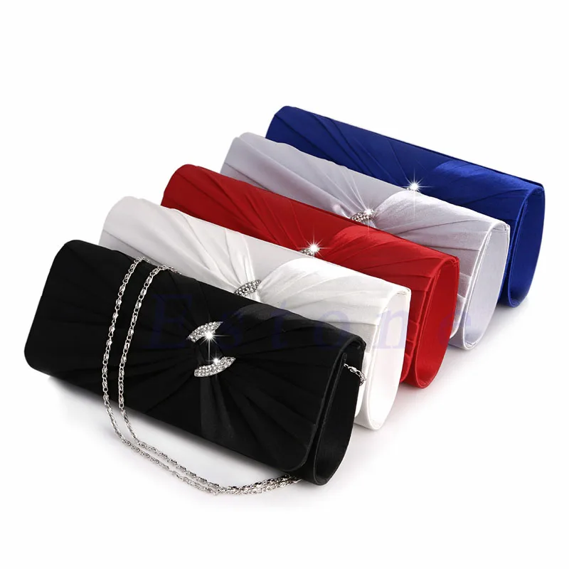 

THINKTHENDO Women's Bridal Shoulder Clutch Bag Bling Rhinestone Chain Evening Handbag Purse