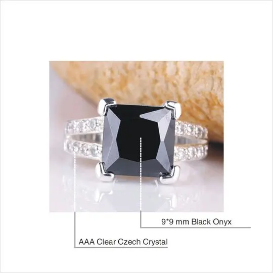 Женское кольцо с квадратным камнем 9 Х9 мм|silver plated rings|ring womenplated ring |