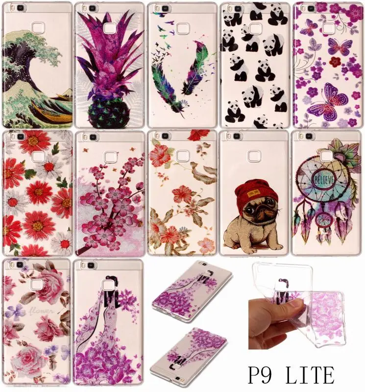 3D Case For Huawei P9 Lite Soft Silicone Glitter Cover Cases Ultra Thin Original Cute Flowers |