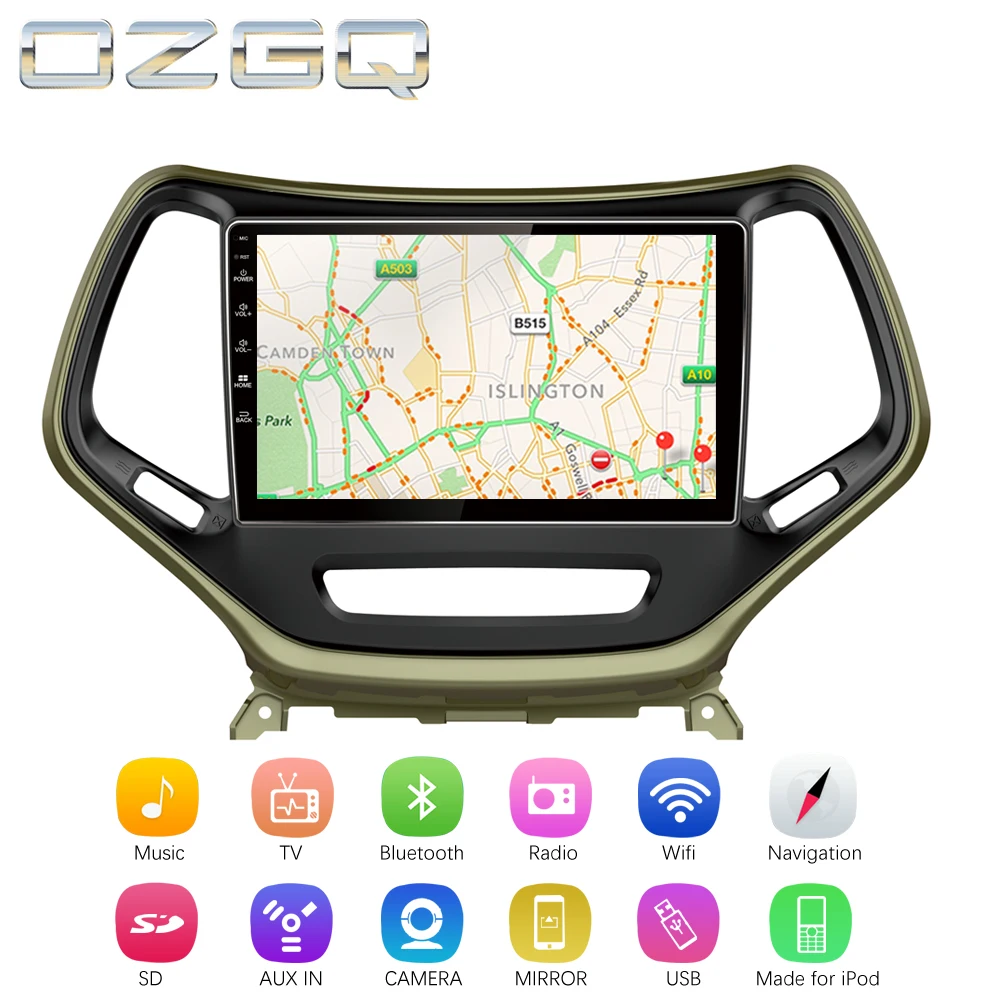 Excellent OZGQ Android 7.1 Car Player For Jeep Cherokee 2016 2017 2013-2018 HD Screen Auto GPS Navigation BT Radio TV Audio Video Stereo 2