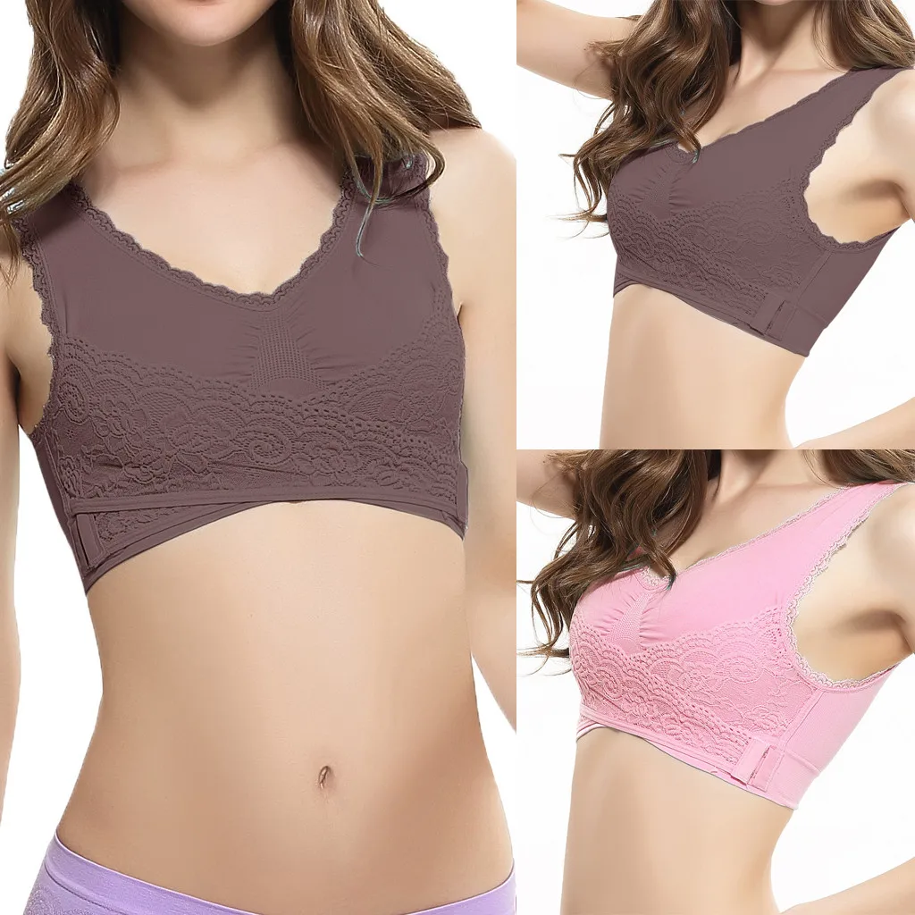 

2019 Sports Bra Yoga Quick Dry PaddedLadies'plain Color Front Cross Side Lace Sports Bra Full Cup Athletic Bra Vest Tops #618