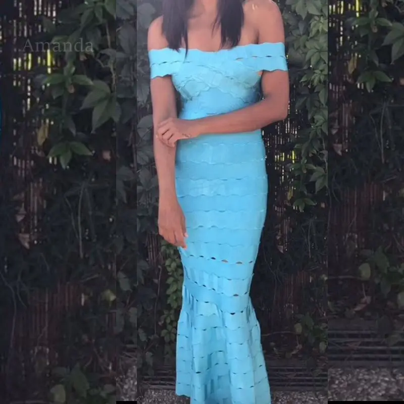 

herve maxi bandage dress HL off shoulder summer dress elegant long evening special occasion celebrity gown women party dresses
