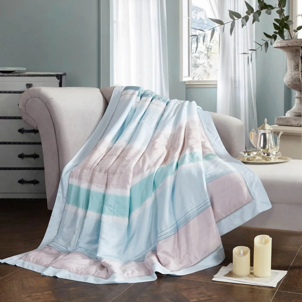 

2019 Bohemian Green Quilting Quilt Silk Feeling Stitching Modal Artificial Silk Polyester Filler Queen King Summer Comforter