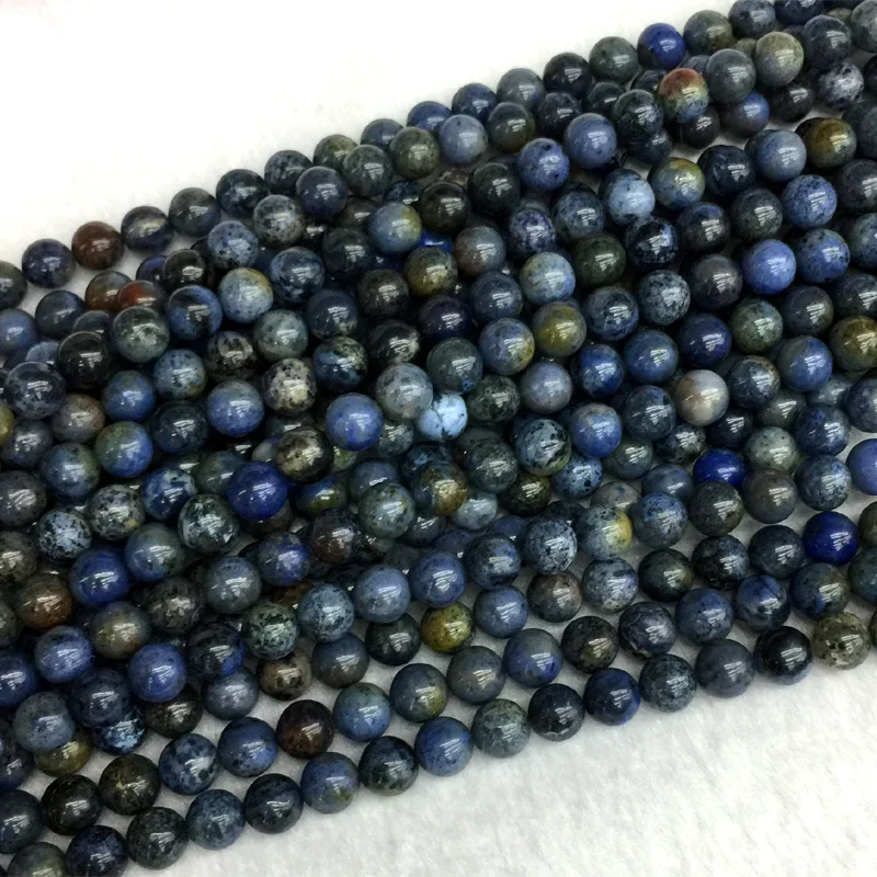 Natural Genuine Dark Blue Dot Dumortierite Round Loose Beads 4mm 6mm 8mm 10mm 12mm 05456