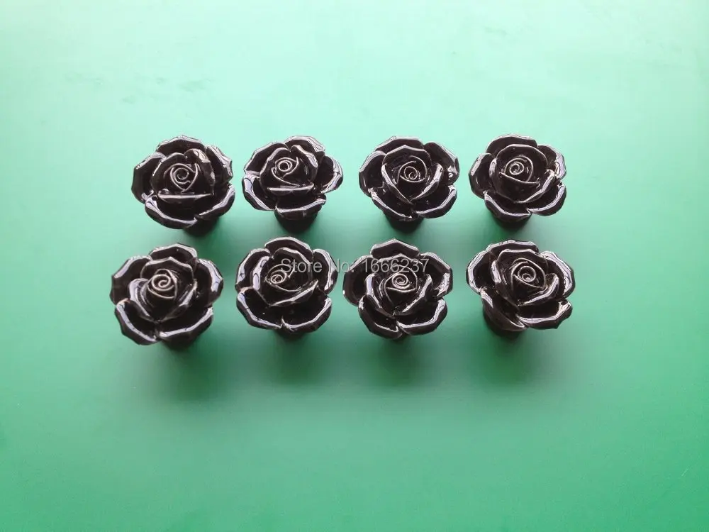 Дополнительный черный Винтаж Роза цветочная керамическая дверная ручка