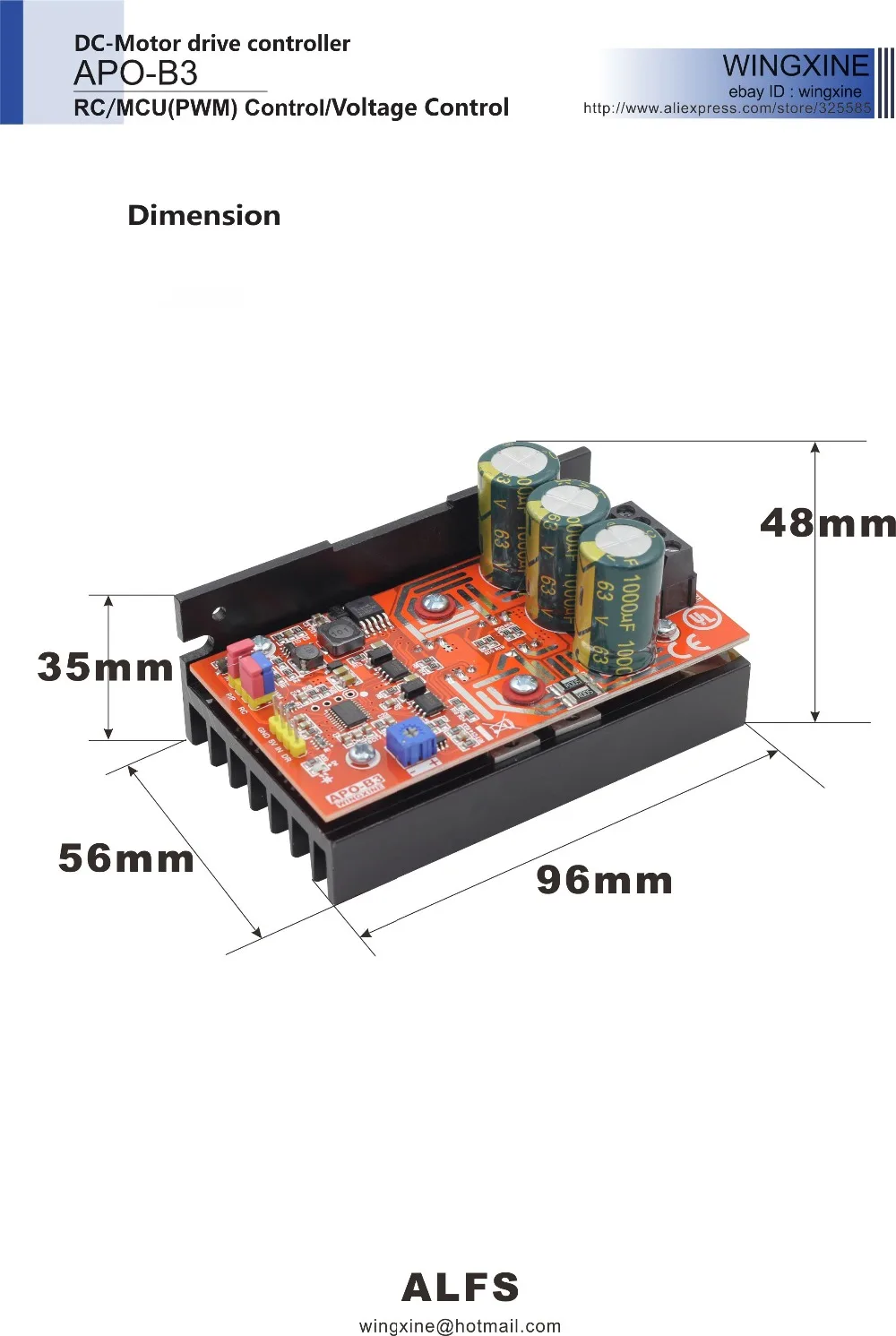 Motor de Escova Controlador + rc + Controlador de Velocidade Frete Grátis Esc Pwm 720 w Max - 8 V-48 v Apo-b3 dc 20a 5 controle rc
