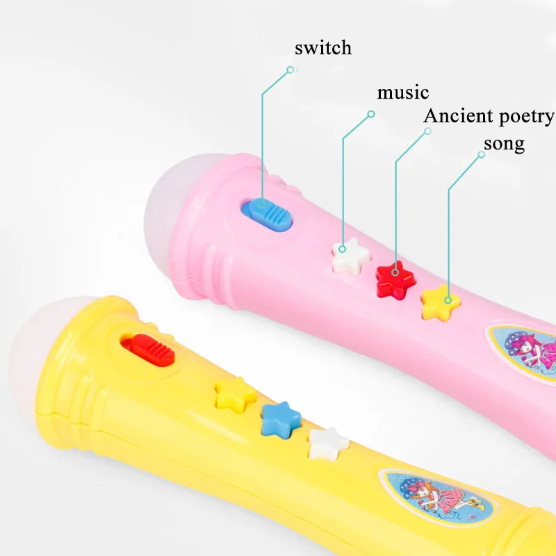 Светодио дный микрофон караоке поющие игрушки Пластик модель для девочек и мальчиков дети Электрический Медведь Музыка Свет забавная