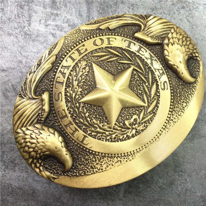 Pentagram Carved Brass Solid Casual Belt Buckle (8)