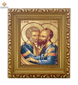

2016 new High quality cheap wood photo frame world religions lcon of Saint peter and paul orthodox christianity byzantine art