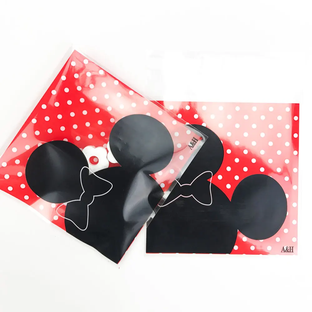100 шт. мультфильм печенье сумки самоклеящаяся конфеты посылка День рождения украшения для рождественской вечеринки Свадебный декор Подарочный пакет 10x10 см - Цвет: Mickey