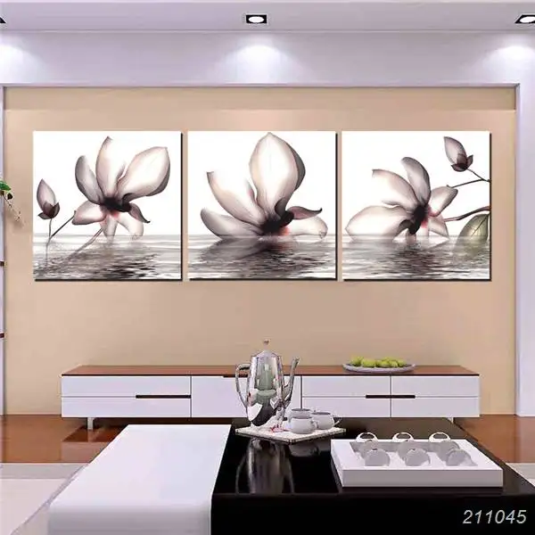 

Contemporary Home Devor Wall Painting Flower In Water Magnolia Canvas Paintings Paint Printed Artwork Set Of 3 Panels Unframed