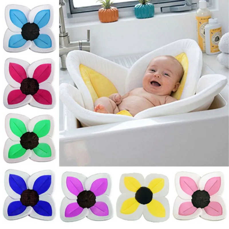 Baby Blooming Flower Bathtub Foldable Appease Bath Tub Infant Newborn Bath Seat Cushion Non-slip Soft Shower Seat Pad Accessory