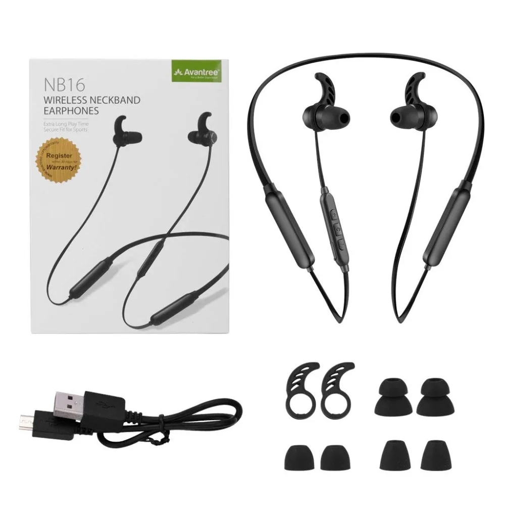 Avantree NB16 20Hrs Bluetooth Neckband Earbuds for TV PC, No