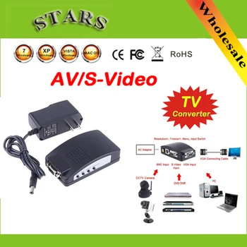 

BNC AV / S S video to VGA TV Signal Converter Monitor Adapter S-video to VGA Switch Conversion Digital Box Support 1080P
