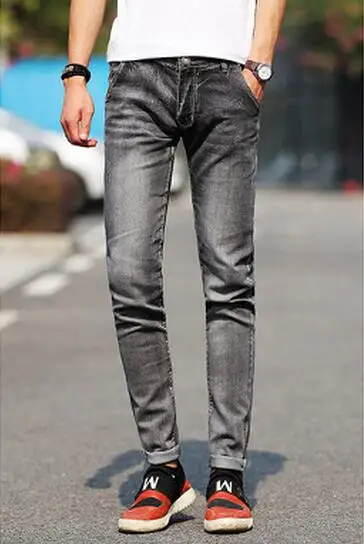 Новинка, модные мужские джинсы, светильник, цветные, стрейчевые, повседневные Прямые джинсы, облегающие, разноцветные, обтягивающие джинсы, мужские хлопковые джинсы - Цвет: Серый
