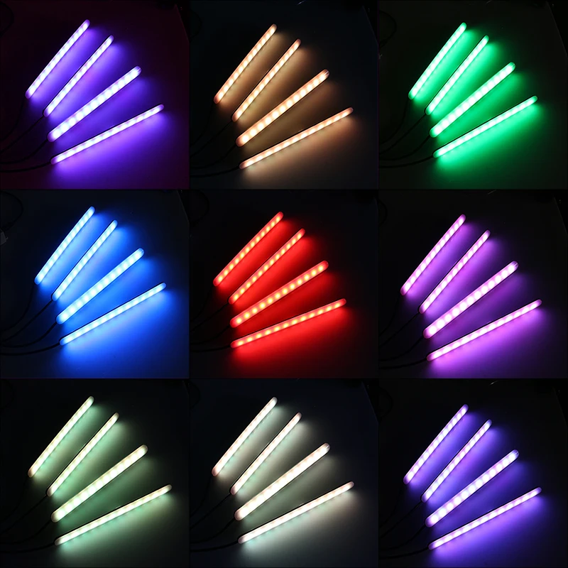 YCCPAUTO Newest 12LED Car Atmosphere Lamp Interior Decorative Lights Bluetooth APP RGB Strip Lights LED Foot Lamp Car Styling