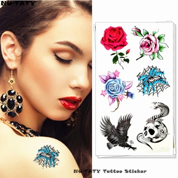 

Nu-TATY Skeleton Eagle Spider Temporary Tattoo Body Art Arm Flash Tattoo Stickers 17*10cm Waterproof Fake Henna Painless Tattoo