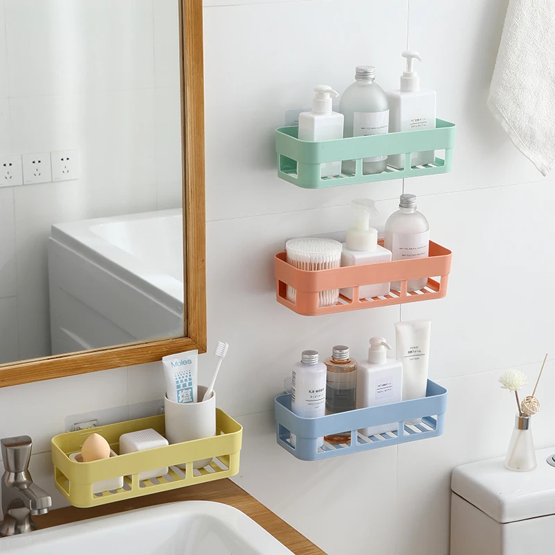 Onme Punch-free Bathroom Shelf Plastic Toilet Bathroom Vanity Wall Hanging Bathroom Storage Rack Basket No Trace Stickers Rack Onme Punch-free Bathroom Shelf Plastic Toilet Bathroom Vanity Wall Hanging Bathroom Storage Rack Basket No Trace Stickers Rack
