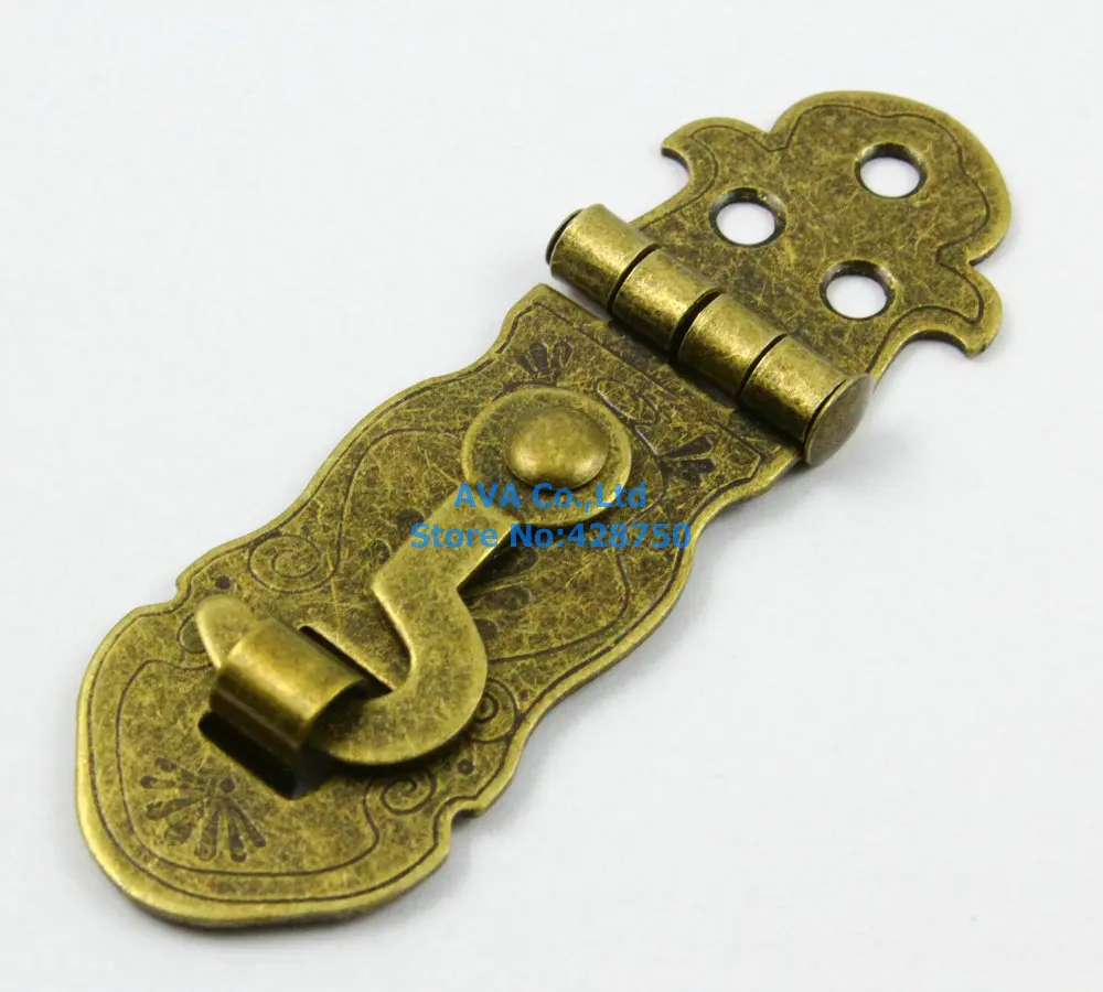 5 Antique Brass Decorative Hasp Jewelry Box Hasp Lock Latch 23x73mm