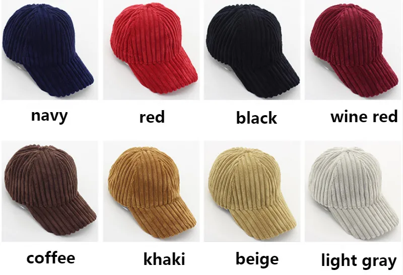 winter baseball cap for women spring fall women's corduroy snapback hat cap warm thickened striped female cap bone drop shipping vintage baseball caps