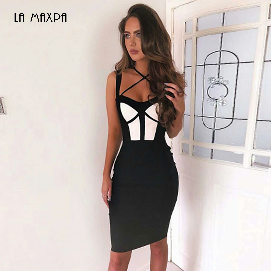 

2017 New summer Fashion sleeveless sexy women Party Dress black hollow out backless Mini party bandage dress wholesale