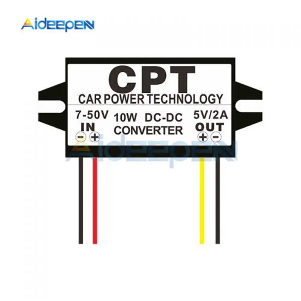 

Car Power Technology Charger DC-DC Converter Module 7-50V To 5V 2A 10W Step Down Buck Waterproof Power Supply Module