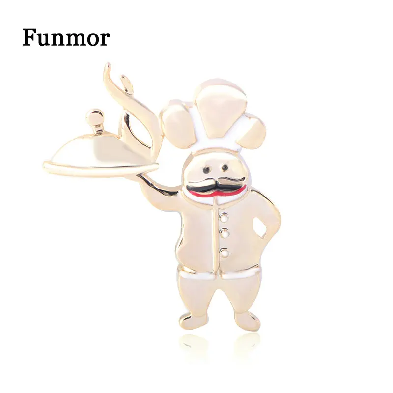 

Funmor Mujer Chef Enamel Pins Alloy Brooches For Women Cook Uniform Coat Shirt Hat Decoration Jewelry Work Accessories Presents