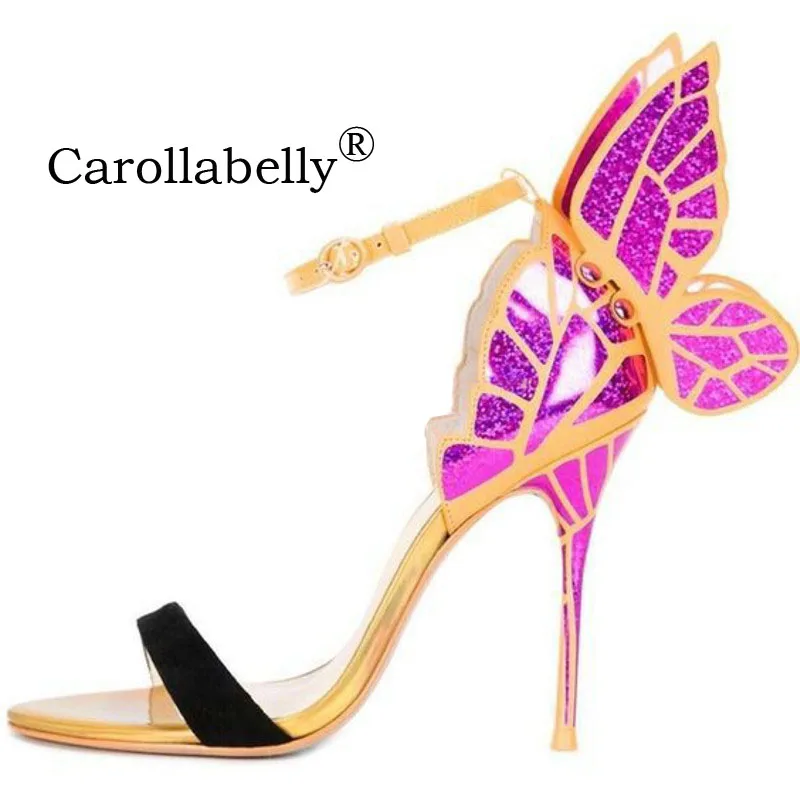 Big Size 2018 Thin High Heels Genuine Leather Women Pumps 10cm,Butterfly Heels Sandals Sexy Wedding Shoes Party yellow Pumps