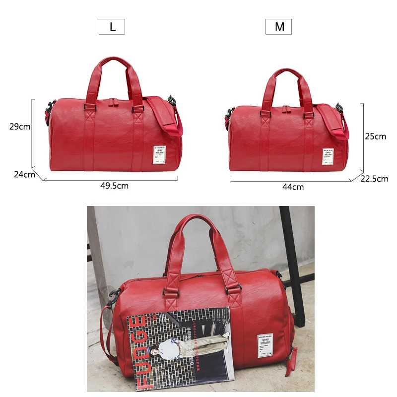 Мужская спортивная сумка для обуви из искусственной кожи, спортивная сумка для женщин, сумки для фитнеса, путешествий, багажа, сумки через плечо, черная, красная, XA686WD