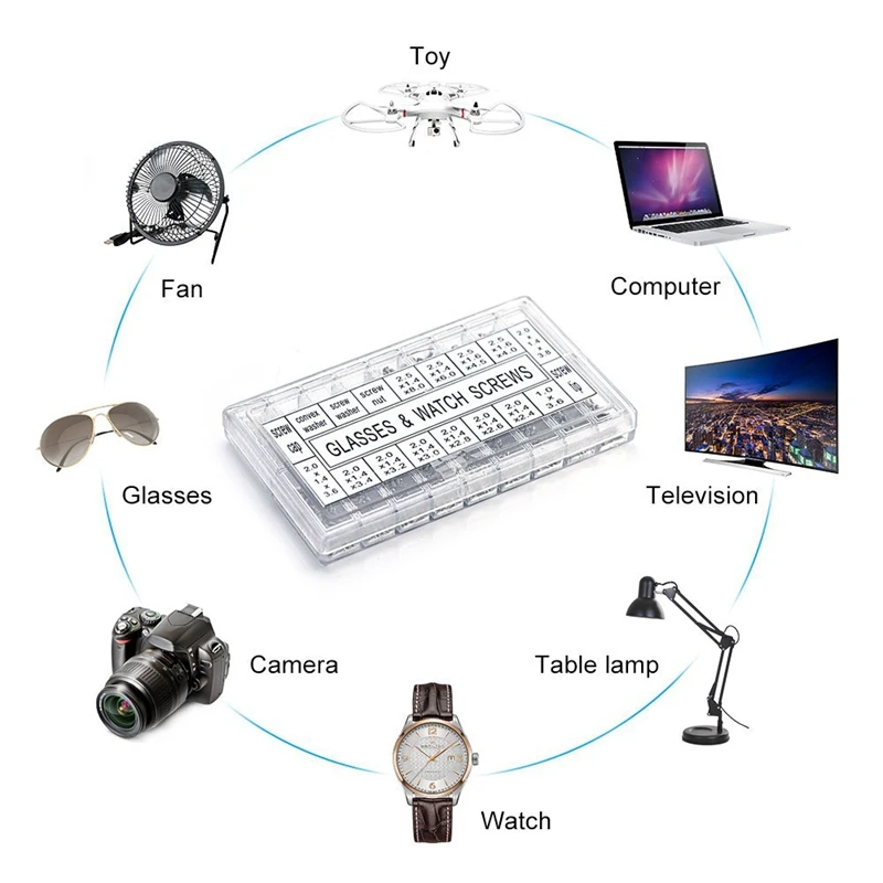 1000 шт. набор для ремонта очков из нержавеющей стали, набор для ремонта часов, набор для замены винтов, набор крошечных винтов, набор инструментов для ремонта
